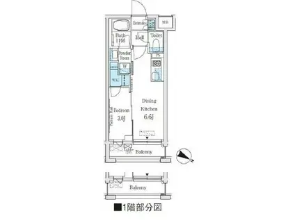 イプセ東高円寺(1DK/2階)の間取り写真
