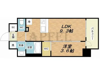 ファステート難波グランプリ(1LDK/14階)の間取り写真