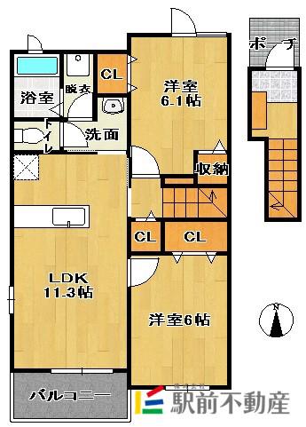ベル メゾン ディデアル(2LDK/2階)の間取り写真