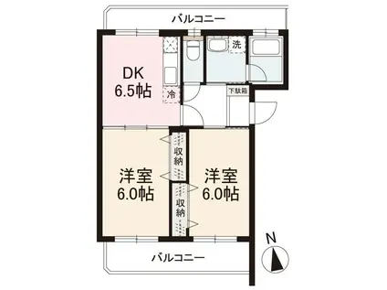 プリンセス三木(2DK/3階)の間取り写真