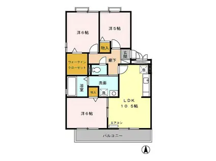 メイプルハウス(3LDK/3階)の間取り写真