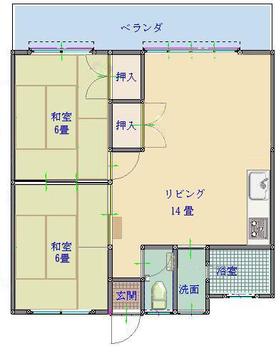 勇設計ビル(2LDK/3階)の間取り写真