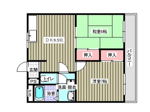 サン・オーレ新涯(2DK/3階)の間取り写真