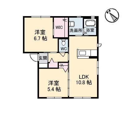 K.D.Y新市(2LDK/1階)の間取り写真