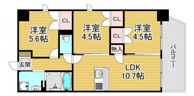 大拓ハイツ22(3LDK/2階)の間取り写真