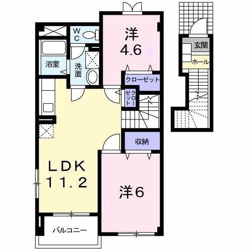メフィストB(2LDK/2階)の間取り写真