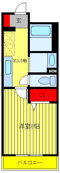 K・Uイールス(1K/3階)の間取り写真