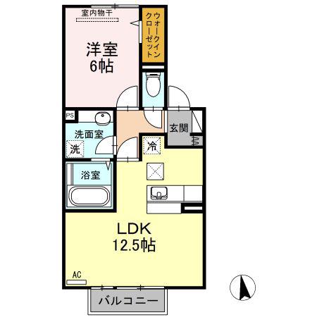 プレミアム参番館(1LDK/1階)の間取り写真