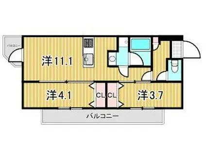 アルファコート梅島(2LDK/5階)の間取り写真