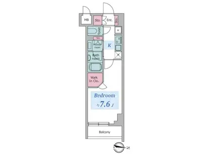 ジニア深川住吉(1K/8階)の間取り写真