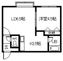 ロイヤルハープT・M棟(1LDK/1階)の間取り写真