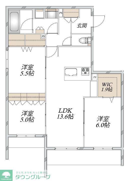 GRAND CHATEAU 二ツ橋(3LDK/1階)の間取り写真