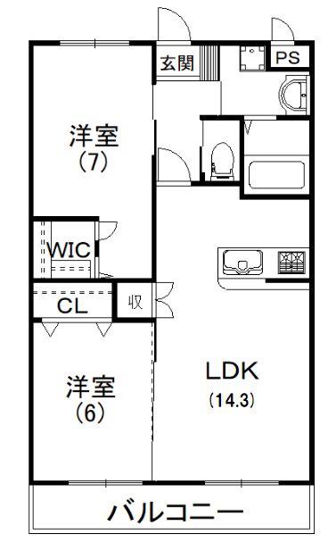 ティガーレジデンス(2LDK/1階)の間取り写真