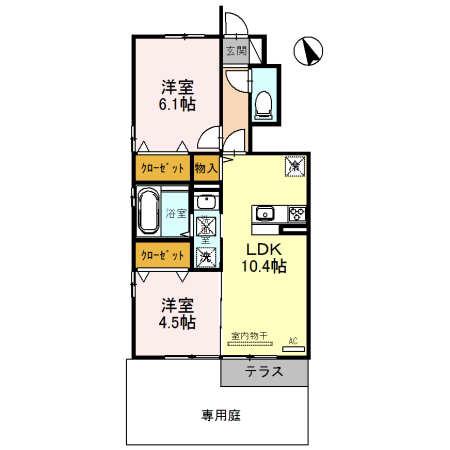 プレミア(2LDK/1階)の間取り写真