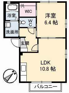 ヴィラージュ B棟(1LDK/1階)の間取り写真