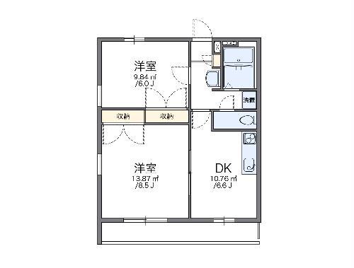 レオパレスHIRO(2DK/3階)の間取り写真