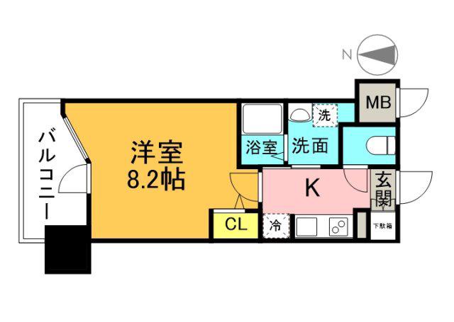 S-RESIDENCE国泰寺町一丁目(1K/8階)の間取り写真