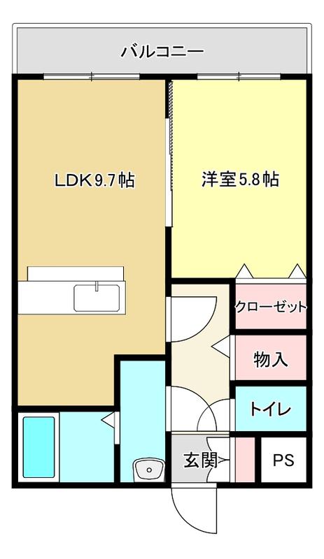 アビタシオン(1LDK/2階)の間取り写真