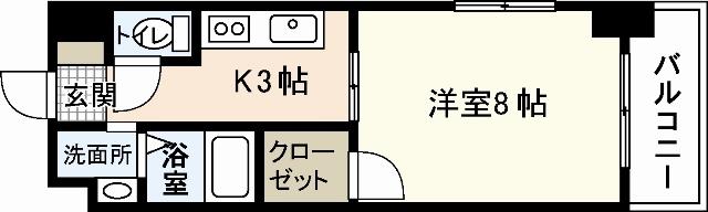 セレッソイシダ(1K/10階)の間取り写真