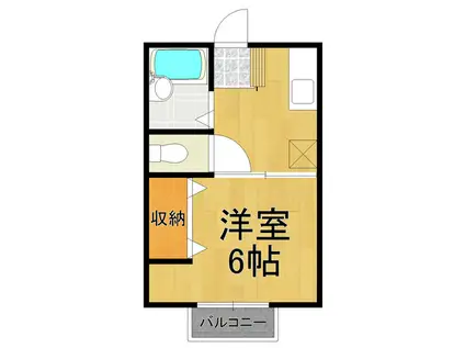 シティーパル(1K/2階)の間取り写真