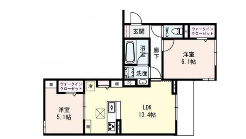 クラシスト深江北(2LDK/2階)の間取り写真