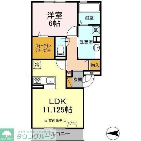 ブリランテA(1LDK/2階)の間取り写真