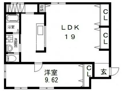 ル・シェル北巽(1LDK/2階)の間取り写真