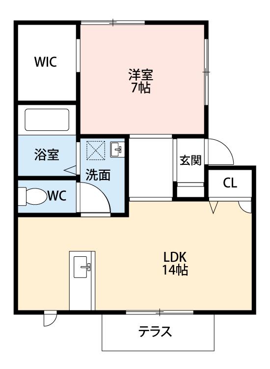南ガーデンハウスW(1LDK/2階)の間取り写真