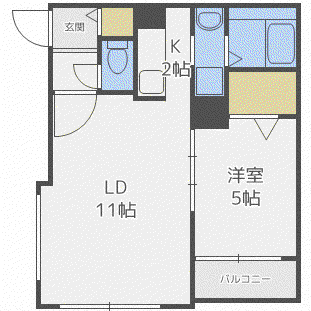 ラコーザ北円山(1LDK/3階)の間取り写真