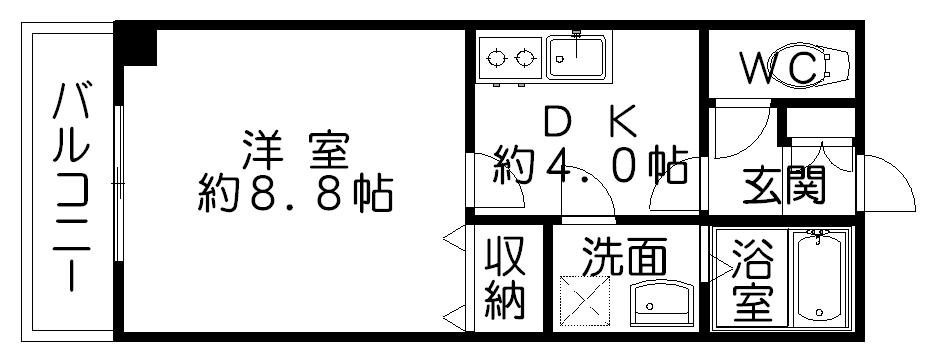 ショアフィールド(1K/4階)の間取り写真