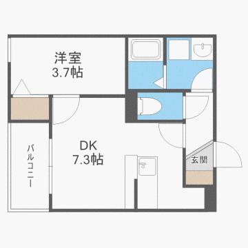 レークパイン南福岡(1DK/2階)の間取り写真