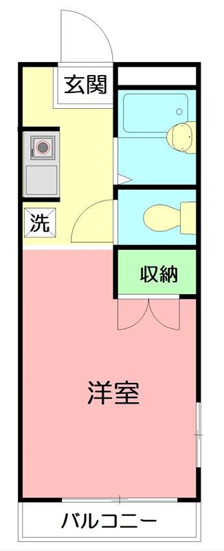 キュービック湘南壱番館(ワンルーム/2階)の間取り写真