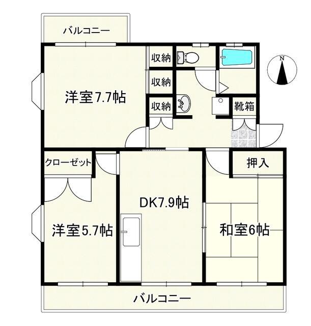 ハイムフォーレスト市ヶ尾(3DK/1階)の間取り写真