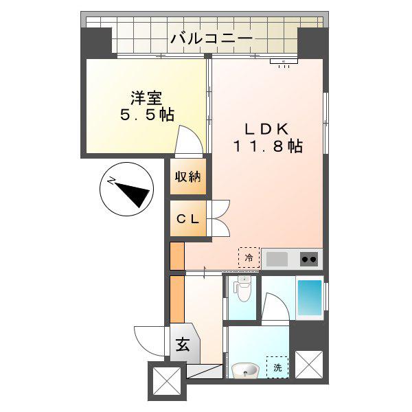 コア古川町(1LDK/3階)の間取り写真