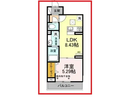 ディースクエア(1LDK/1階)の間取り写真