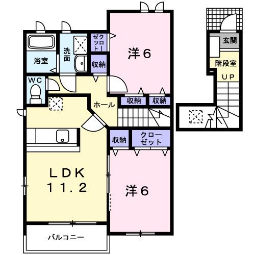 ピーノパストラルI(2LDK/2階)の間取り写真
