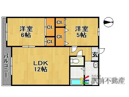 SUNDAY御井駅前(2LDK/2階)の間取り写真