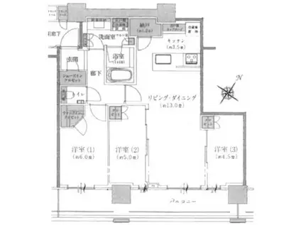 BRILLIA THE TOWER 東京八重洲アベニュー(3LDK/7階)の間取り写真