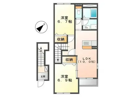 ヴィーヴテソロ(1LDK/1階)の間取り写真