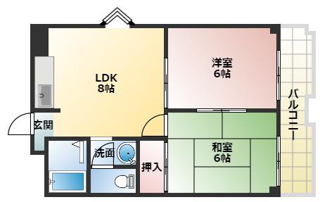 ワイズコート 松崎町(2LDK/1階)の間取り写真