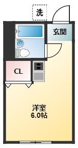 三山栗原ハイツ(ワンルーム/2階)の間取り写真