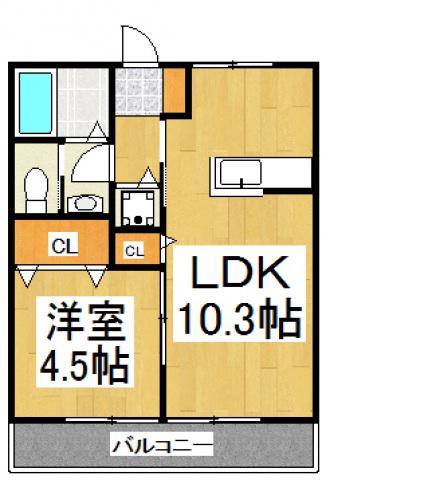 ロイヤルハイツ東所沢(1LDK/2階)の間取り写真