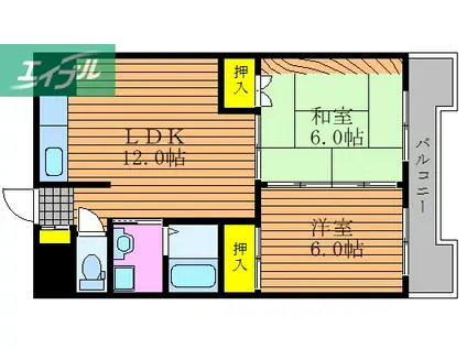 メゾン・ディエトワール(2LDK/6階)の間取り写真