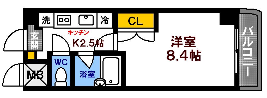 サンシャレオ城北(1K/10階)の間取り写真