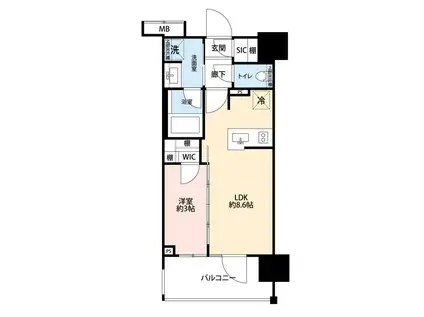 リビオレゾン勝どきNEX(1LDK/7階)の間取り写真