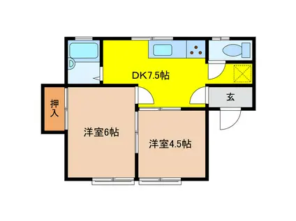 ロイヤルパレス埴生(2DK/2階)の間取り写真