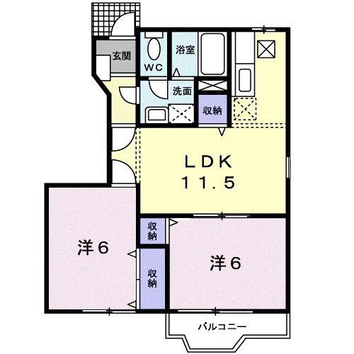 みやびHIGHNESS0棟(2LDK/1階)の間取り写真