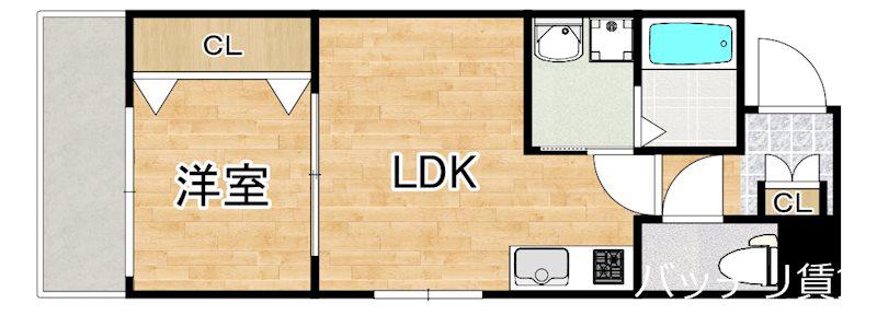 ヴェントゥーノ箱崎(1LDK/6階)の間取り写真