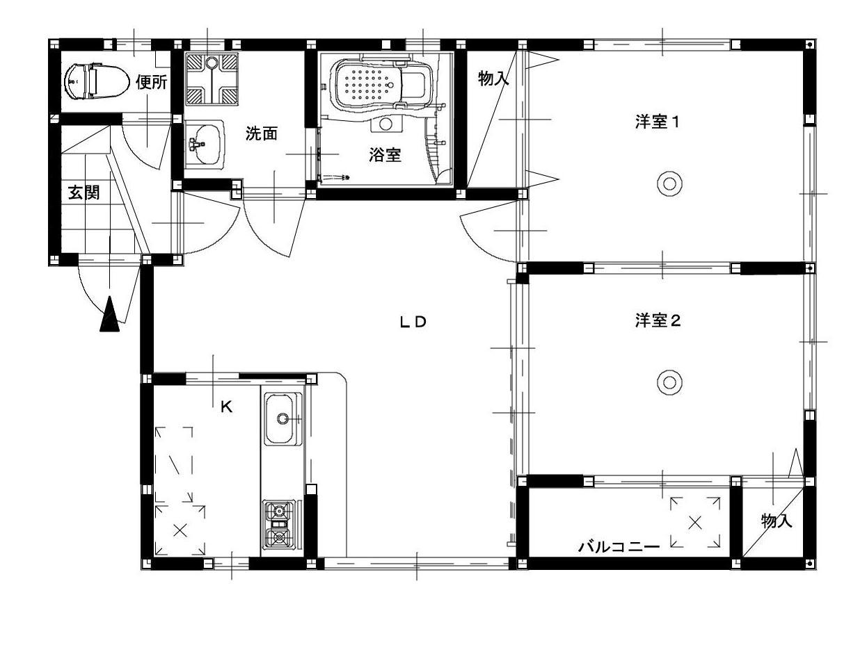 ウインズ折橋II(3K/1階)の間取り写真