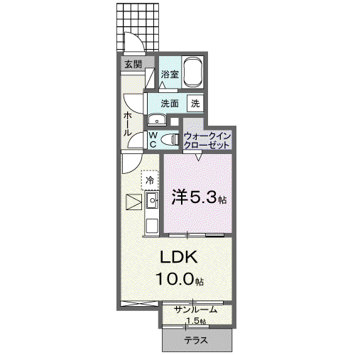 シャトンノアール鴻巣(1LDK/1階)の間取り写真